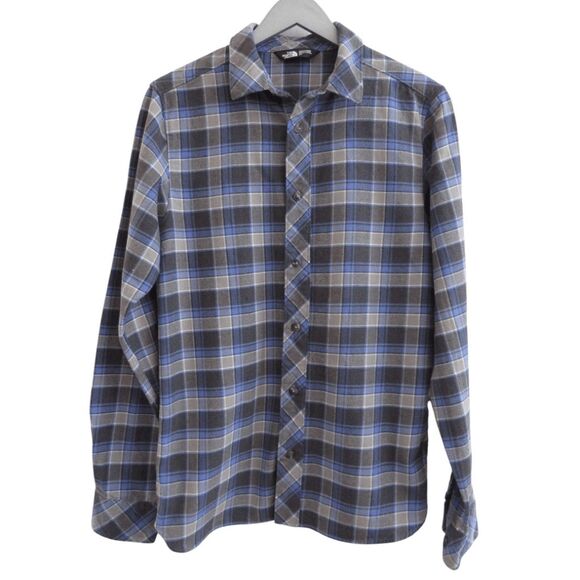 The North Face Flannel Shirt S Olive & Blue Plaid Button Down - Picture 1 of 4